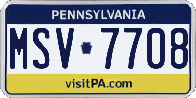 PA license plate MSV7708