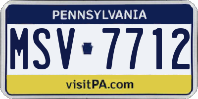 PA license plate MSV7712