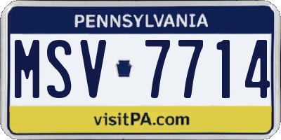 PA license plate MSV7714