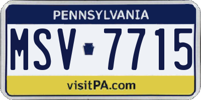 PA license plate MSV7715
