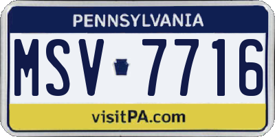 PA license plate MSV7716