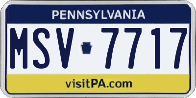 PA license plate MSV7717