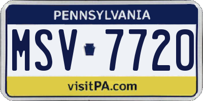 PA license plate MSV7720