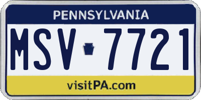 PA license plate MSV7721