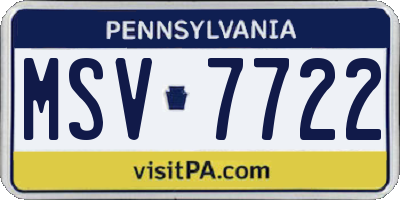PA license plate MSV7722