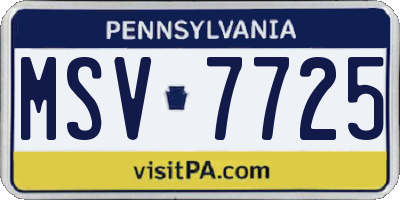 PA license plate MSV7725