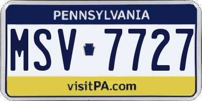 PA license plate MSV7727
