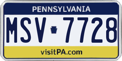 PA license plate MSV7728