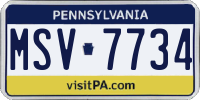 PA license plate MSV7734
