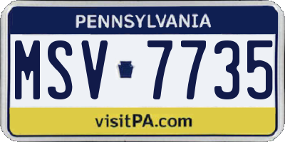 PA license plate MSV7735