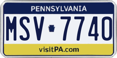PA license plate MSV7740