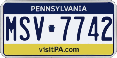PA license plate MSV7742