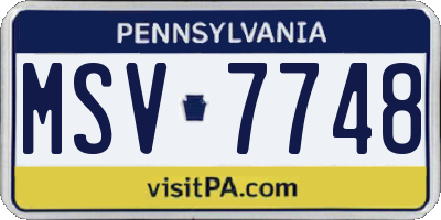 PA license plate MSV7748