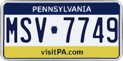 PA license plate MSV7749