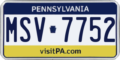 PA license plate MSV7752
