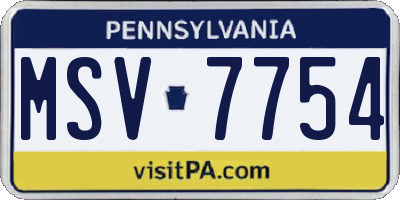 PA license plate MSV7754