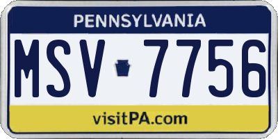 PA license plate MSV7756