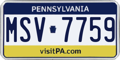 PA license plate MSV7759