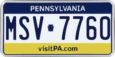 PA license plate MSV7760