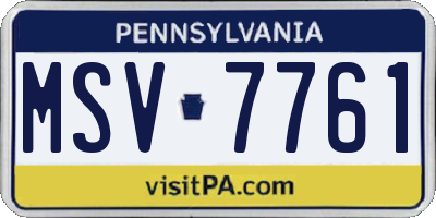 PA license plate MSV7761