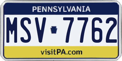 PA license plate MSV7762