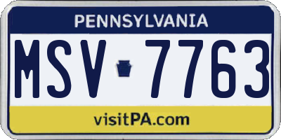 PA license plate MSV7763