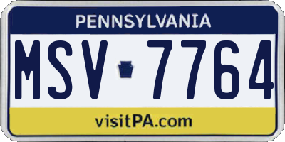 PA license plate MSV7764