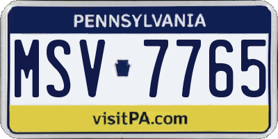 PA license plate MSV7765