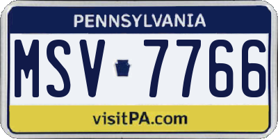 PA license plate MSV7766