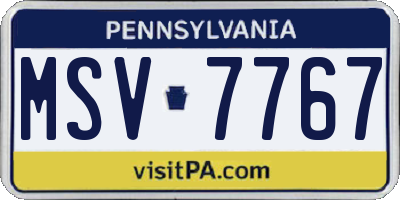 PA license plate MSV7767