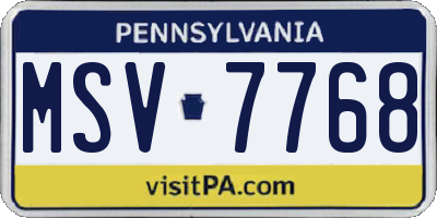 PA license plate MSV7768