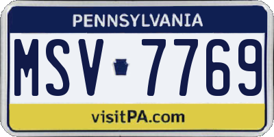 PA license plate MSV7769