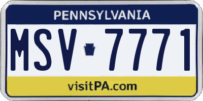 PA license plate MSV7771