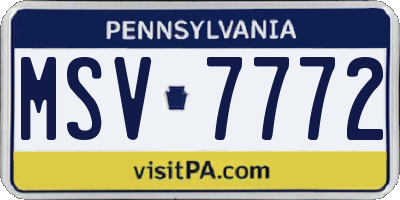 PA license plate MSV7772