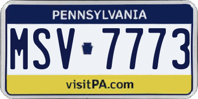 PA license plate MSV7773