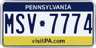 PA license plate MSV7774