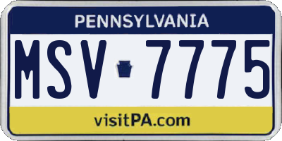 PA license plate MSV7775