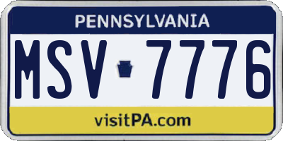 PA license plate MSV7776