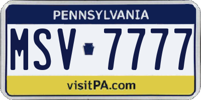 PA license plate MSV7777