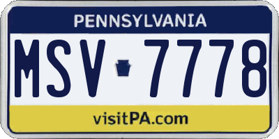 PA license plate MSV7778