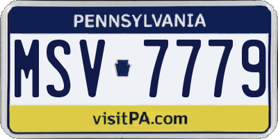 PA license plate MSV7779