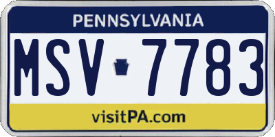PA license plate MSV7783