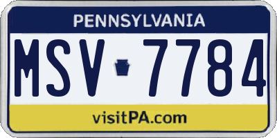 PA license plate MSV7784