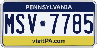 PA license plate MSV7785