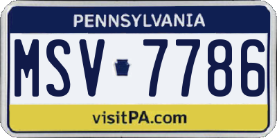 PA license plate MSV7786