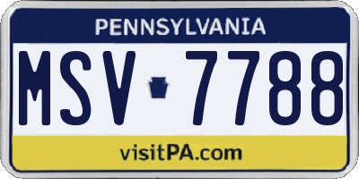 PA license plate MSV7788