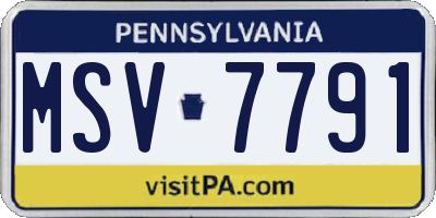 PA license plate MSV7791