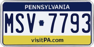 PA license plate MSV7793