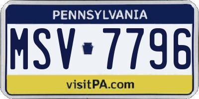 PA license plate MSV7796