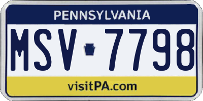 PA license plate MSV7798